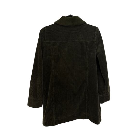 J. Jill Heritage Tumbled Cord Coat Womens Small Olive Green Sherpa Corduroy - Picture 2 of 5